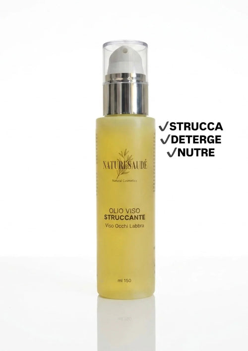 Olio viso struccante naturale per viso occhi labbra, 150ml, cruelty-free e made in Italy